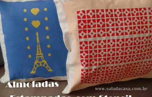 almofadas estampada com stencil