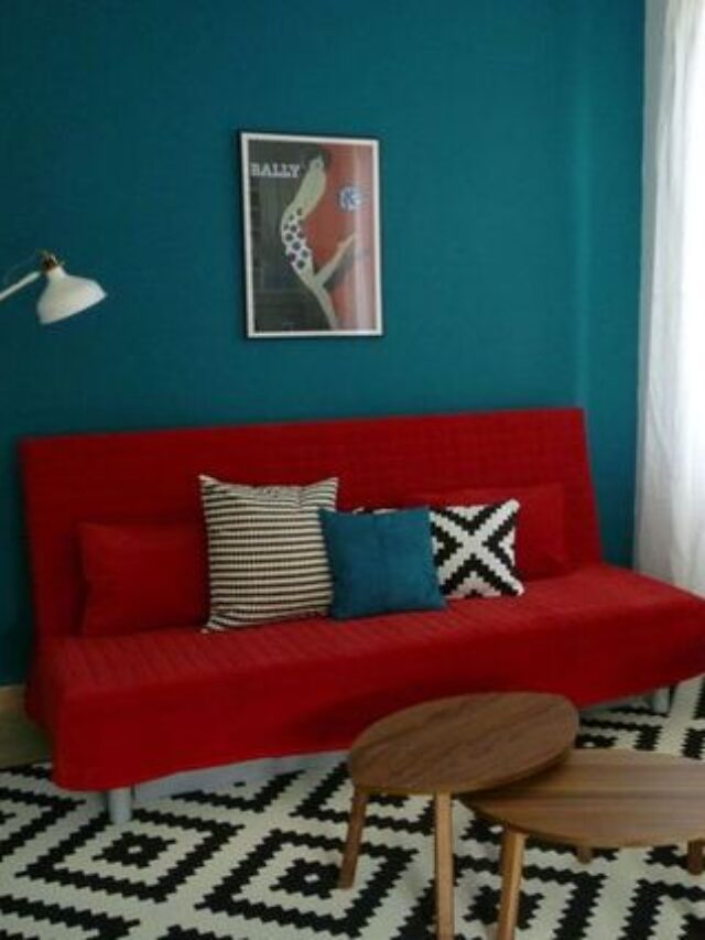decoração azul e vermelho