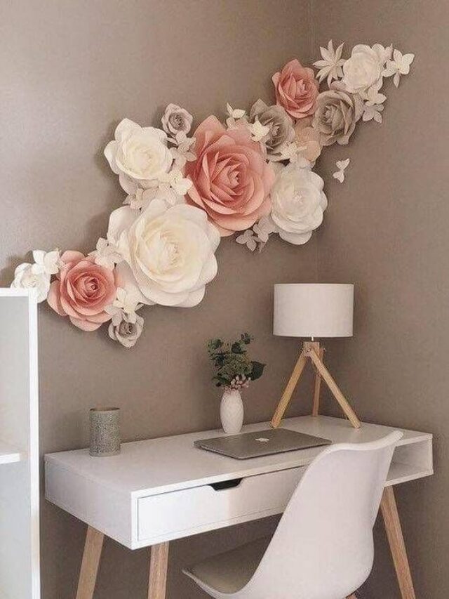decorção com flores de papel