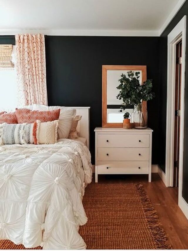 quarto com parede preta inspiração