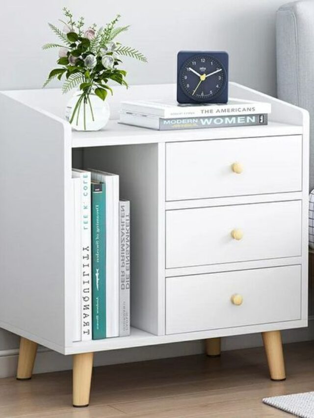 mesa de cabeceira branca estilosa