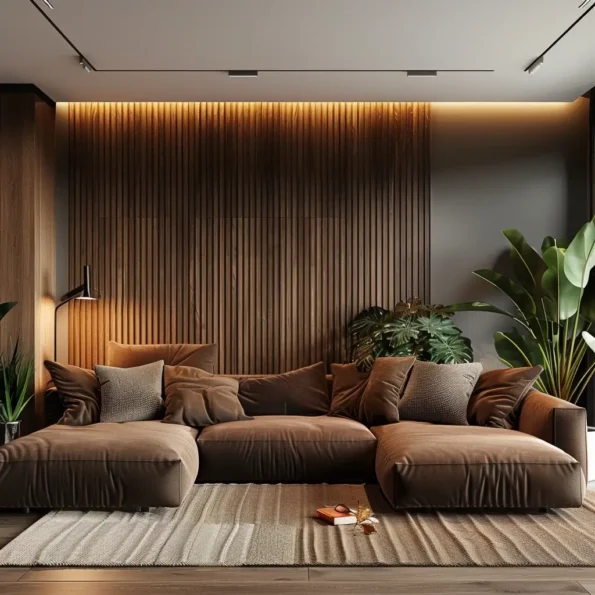 sala-de-estar-com-sofa-marrom-com-plantas-no-ambiente